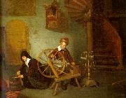 Quirijn van Brekelenkam Man Spinning and Woman Scraping Carrots Sweden oil painting reproduction